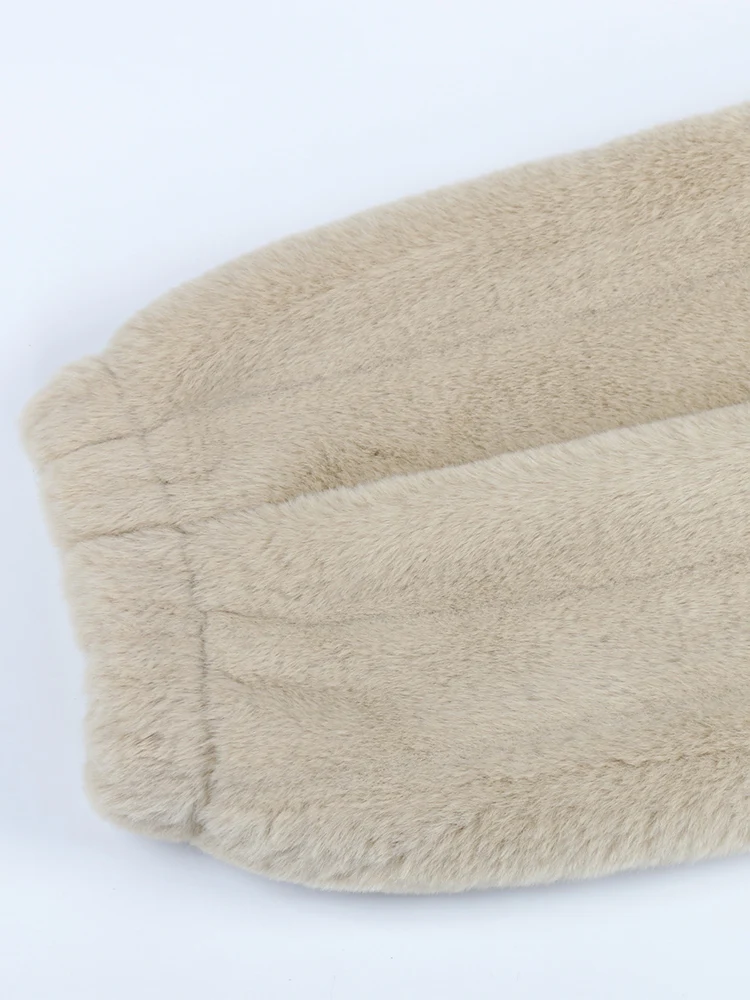 Nerazzurri Winter Long Oversized Thick Warm Striped Soft Fluffy Faux Fur Coat Women with Hood Drawstring Luxury Designer Clothes - Image 6